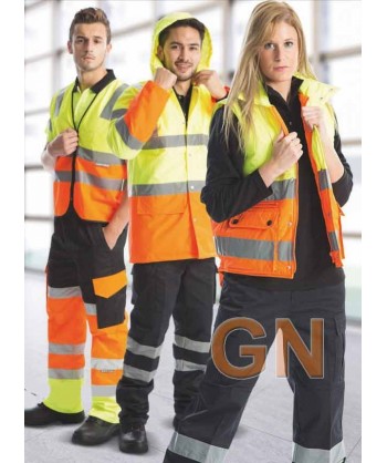 Chaleco acolchado bicolor alta visibilidad en naranja y amarillo flúor