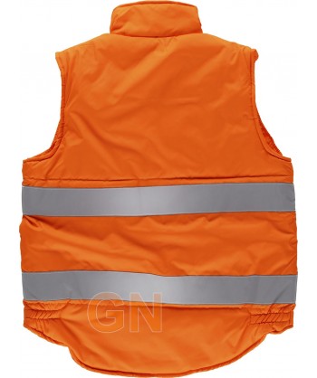 Chaleco acolchado clase 2 multibolsillos en naranja alta visibilidad