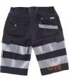Pantalón bermudas negro multibolsillos con cintas segmentadas