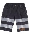 Pantalón bermudas negro multibolsillos con cintas segmentadas