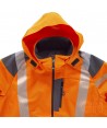 Parka ligera de softshell en alta visibilidad color naranja flúor y gris con cintas segmentadas