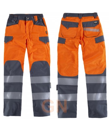 Pantalón con cintas reflectantes segmentadas naranja alta visibilidad/gris oscuro