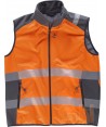 Chaleco softshell en Alta visibilidad naranja flúor con cintas reflectantes segmentadas