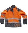 Softshell de trabajo en alta visibilidad color naranja flúor y gris oscuro con cintas segmentadas
