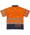 Polo técnico bicapa en alta visibilidad con cintas segmentadas  color naranja flúor y marino