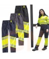 Pantalón elástico, bicolor alta visibilidad con cinta segmentada