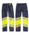 Pantalón elástico, bicolor marino y amarillo alta visibilidad con cinta segmentada