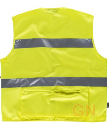 Chaleco alta visibilidad multibolsillos tipo reportero amarillo flúor