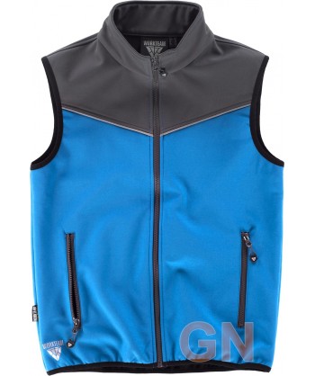 Chaleco deportivo bicolor en tejido softshell celeste/gris