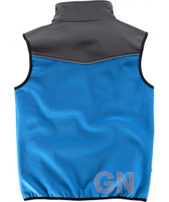 Chaleco deportivo bicolor en tejido softshell celeste/gris