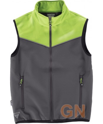 Chaleco deportivo bicolor en tejido softshell gris/verde lima