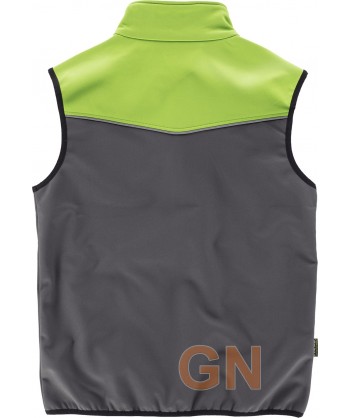 Chaleco deportivo bicolor en tejido softshell gris/verde lima