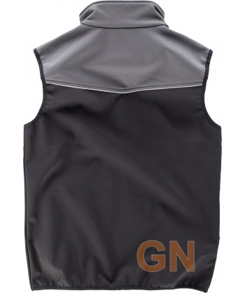 Chaleco deportivo bicolor en tejido softshell negro/gris