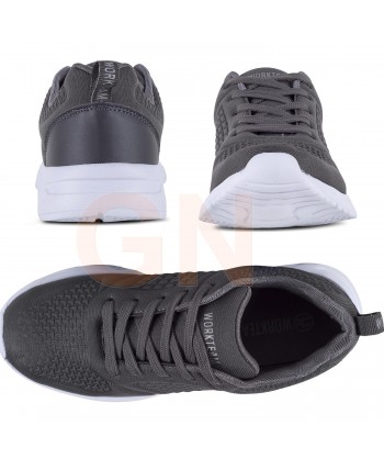 Zapatilla deportiva gris, con cordones, transpirable