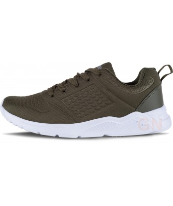 Zapatilla deportiva verde oscuro, con cordones, transpirable