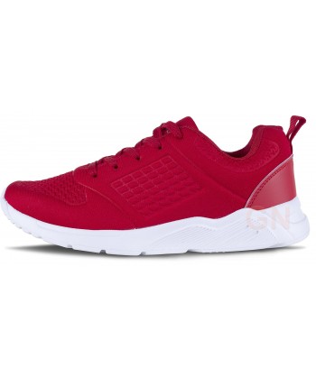 Zapatilla deportiva roja, con cordones, transpirable