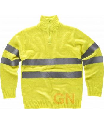 Jersey alta visibilidad cierre media cremallera amarillo flúor