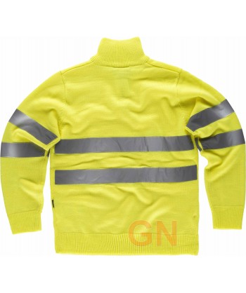Jersey alta visibilidad cierre media cremallera amarillo flúor