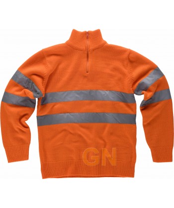 Jersey alta visibilidad cierre media cremallera naranja flúor