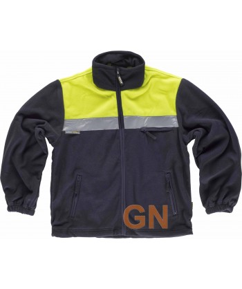 Chaqueta polar alta visibilidad bicolor con cintas reflectantes color marino y amarillo flúor