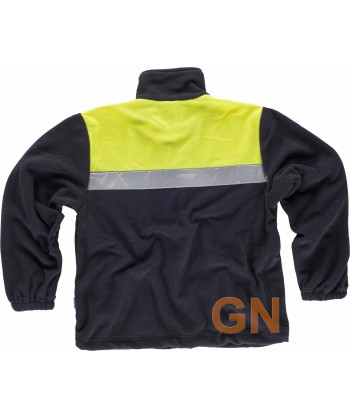 Chaqueta polar alta visibilidad bicolor con cintas reflectantes color marino y amarillo flúor