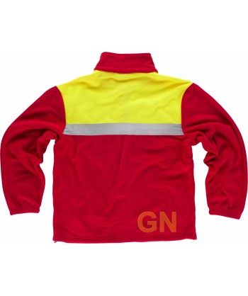 Chaqueta bicolor de forro polar con cintas reflectantes color rojo y amarillo alta visibilidad