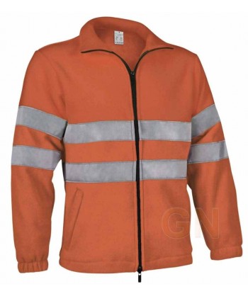 Chaqueta polar económica bicolor de alta visibilidad color naranja flúor