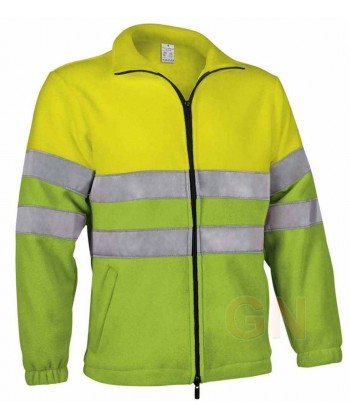 Chaqueta polar económica bicolor de alta visibilidad color vede manzana/amarillo