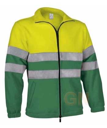 Chaqueta polar económica bicolor de alta visibilidad color  verde/amarillo