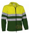 Chaqueta polar económica bicolor de alta visibilidad color  verde bosque/amarillo