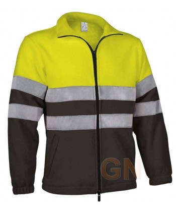 Chaqueta polar económica bicolor de alta visibilidad color negro/amarillo
