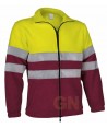 Chaqueta polar económica bicolor de alta visibilidad color granate/amarillo