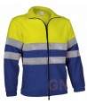 Chaqueta polar económica bicolor de alta visibilidad color azulina/amarillo