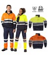 Sudadera alta visibilidad bicolor con cierre velcro color naranja flúor y marino