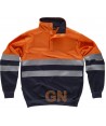 Sudadera alta visibilidad bicolor con cierre velcro color naranja flúor y marino