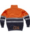Sudadera alta visibilidad bicolor con cierre velcro color naranja flúor y marino