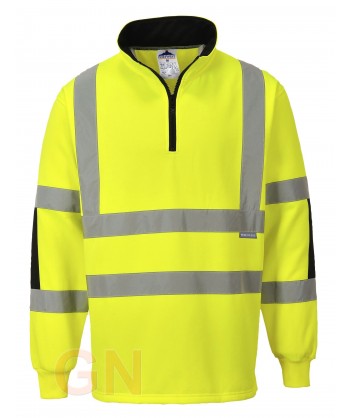 Sudadera de media cremallera alta amarillo alta visibilidad/negro. Portwest B308
