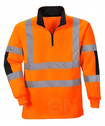 Sudadera de media cremallera alta naranja alta visibilidad/negro. Portwest B308