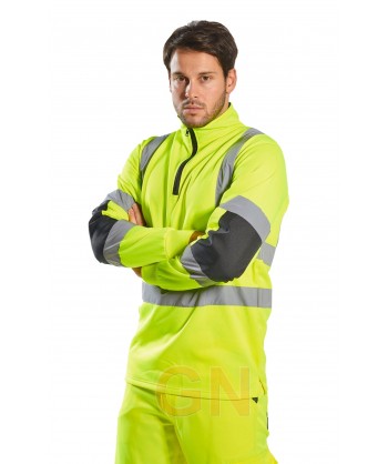 Sudadera de media cremallera alta amarillo alta visibilidad/negro. Portwest B308