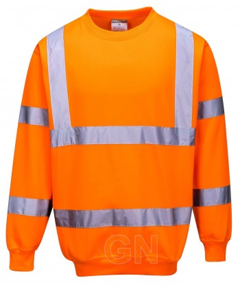 Sudadera clásica cuello redondo, naranja alta visibilidad