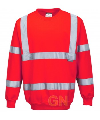 Sudadera clásica cuello redondo, rojo alta visibilidad