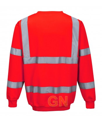 Sudadera clásica cuello redondo, rojo alta visibilidad