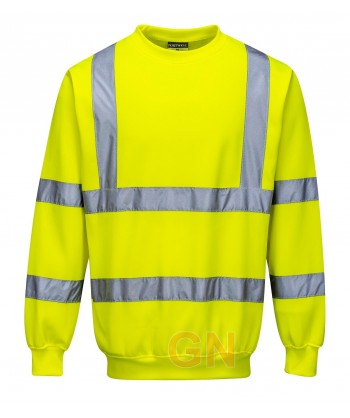Sudadera clásica cuello redondo, amarillo alta visibilidad