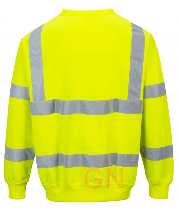 Sudadera clásica cuello redondo, amarillo alta visibilidad