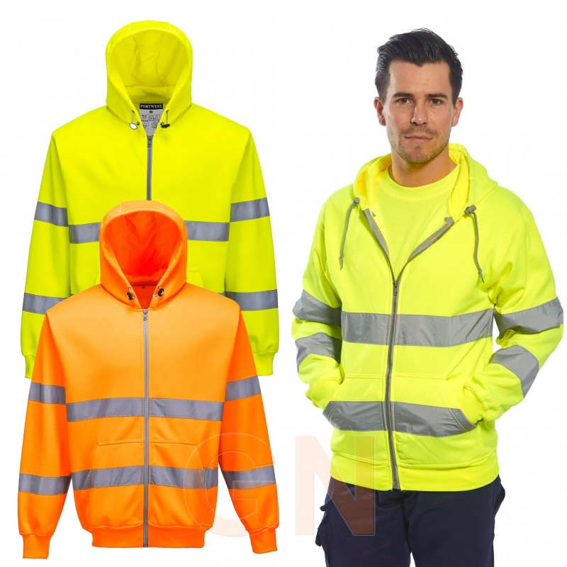 Sudadera monocolor de alta visibilidad con capucha. Portwest B305