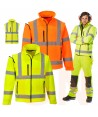 Cazadora softshell tricapa desmontable en amarillo alta visibilidad