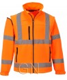 Cazadora softshell tricapa desmontable en naranja alta visibilidad. Portwest S428