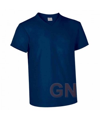 Camiseta cuello pico con bolsillo manga corta color marino