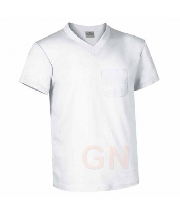 Camiseta cuello pico con bolsillo manga corta