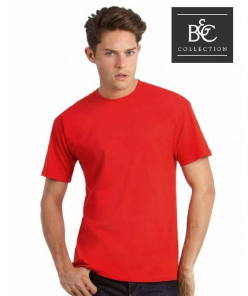 Camiseta de algodón manga corta y cuello redondo color rojo